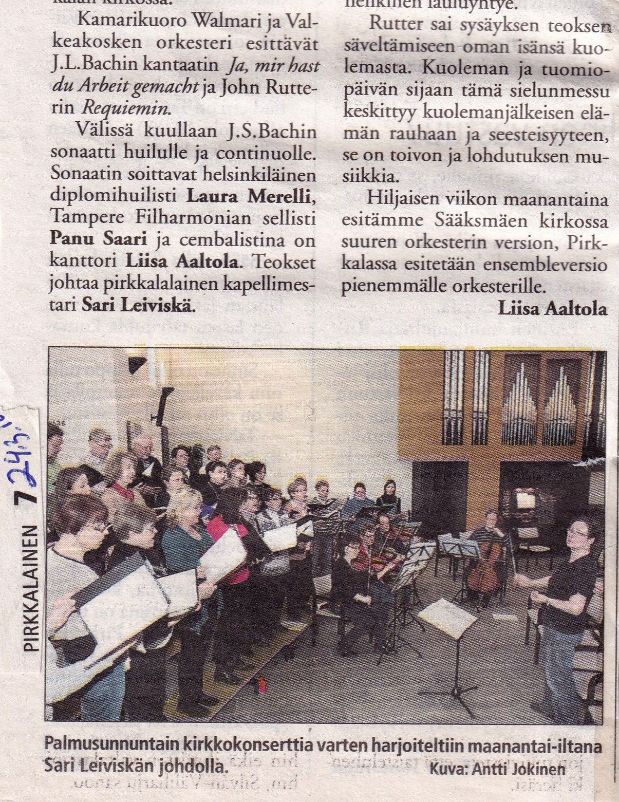 Musiikkiopiston kamarikuorossa